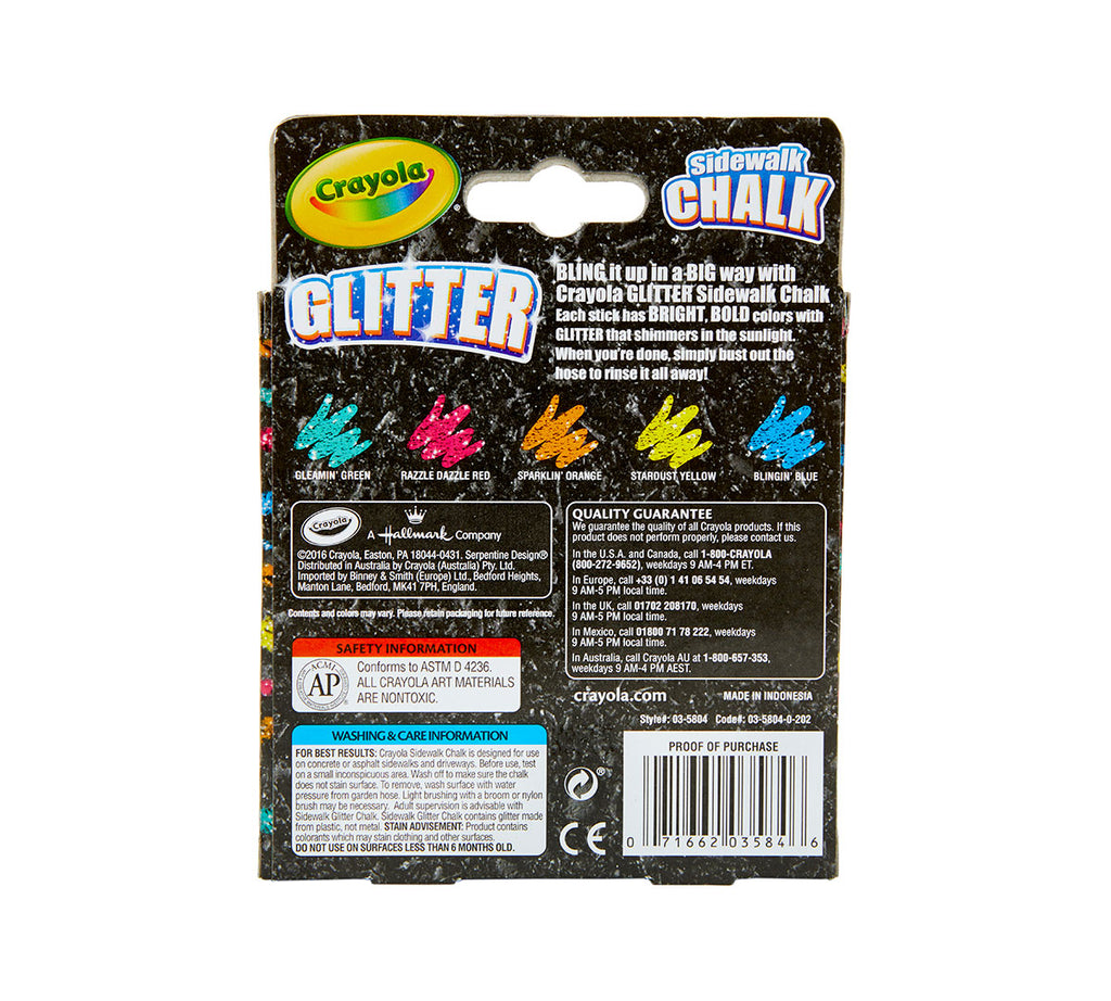 Special Effects Sidewalk Chalk Glitter 5 count