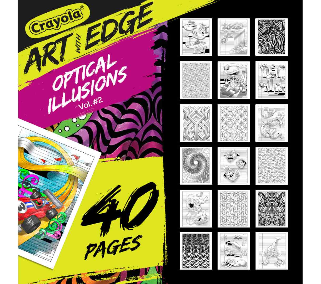 Art with Edge Optical Illusions Coloring Pages Volume 2