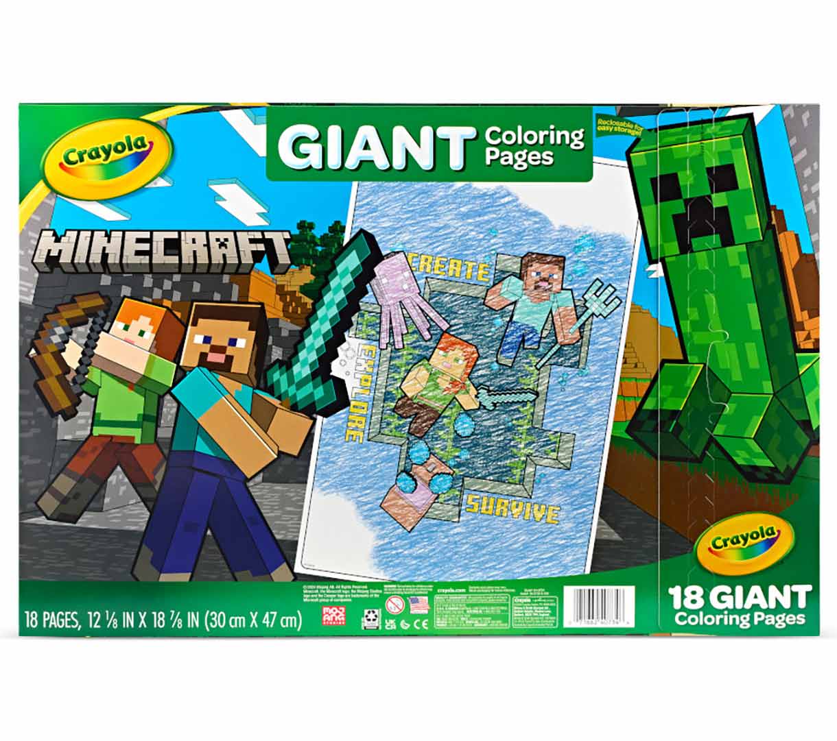 Minecraft Giant Coloring Pages 18 Count