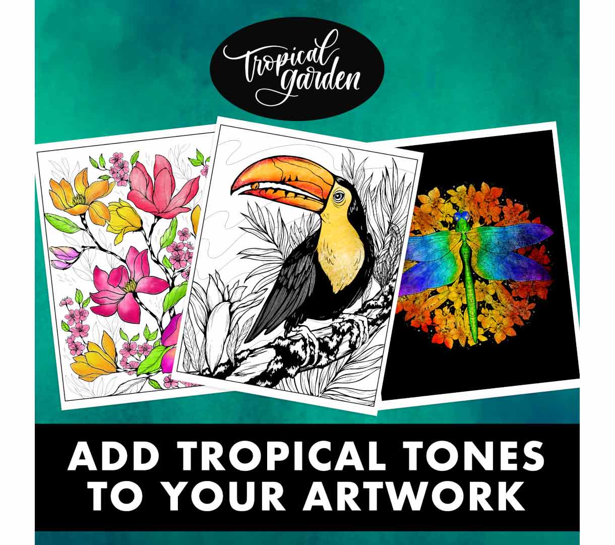 Tropical Garden Adult Coloring Book 40 Pages