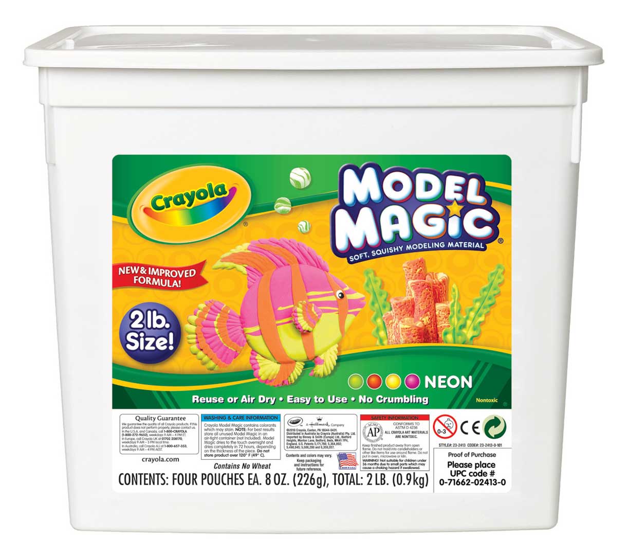 Model Magic 2lb Resealable Storage Container Neon Colors