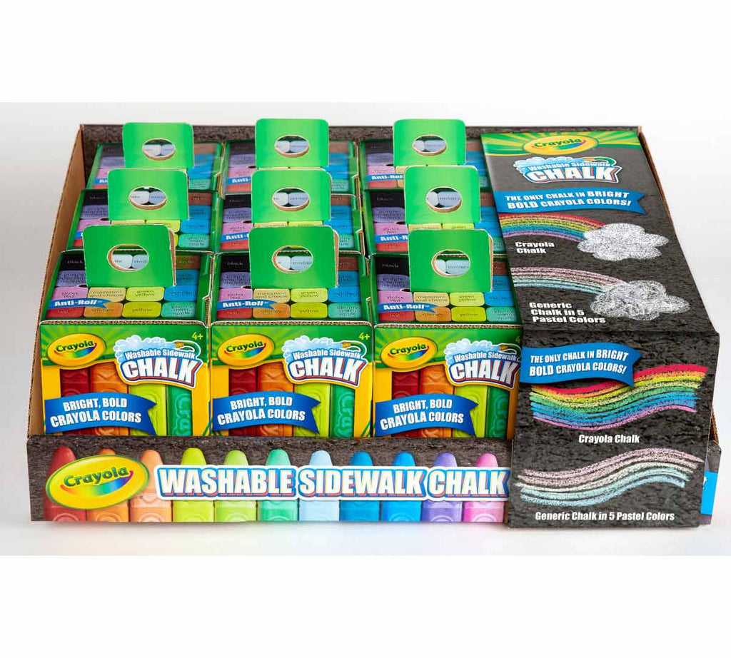16 ct. Washable Sidewalk Chalk Display Tray 12 Individual Boxes