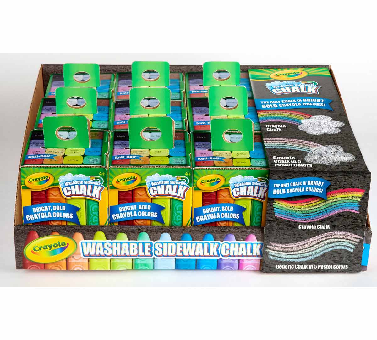 16 ct. Washable Sidewalk Chalk Display Tray 12 Individual Boxes