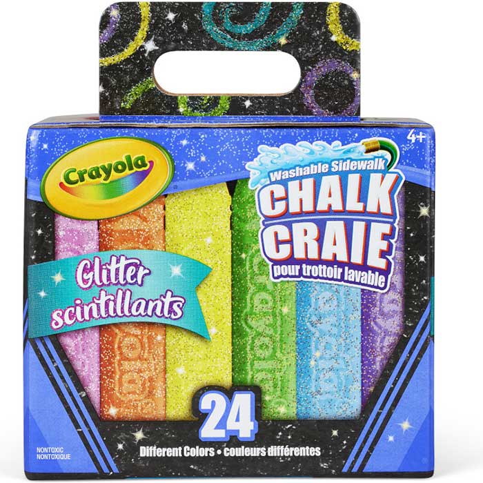 Washable Sidewalk Chalk Glitter 24 Count
