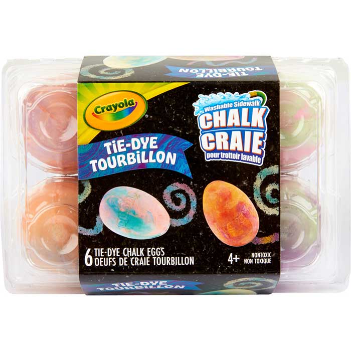 Washable Sidewalk Chalk Eggs Tie-Dye 6 Count