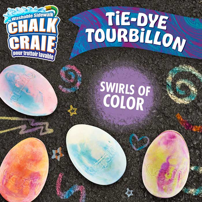 Washable Sidewalk Chalk Eggs Tie-Dye 6 Count