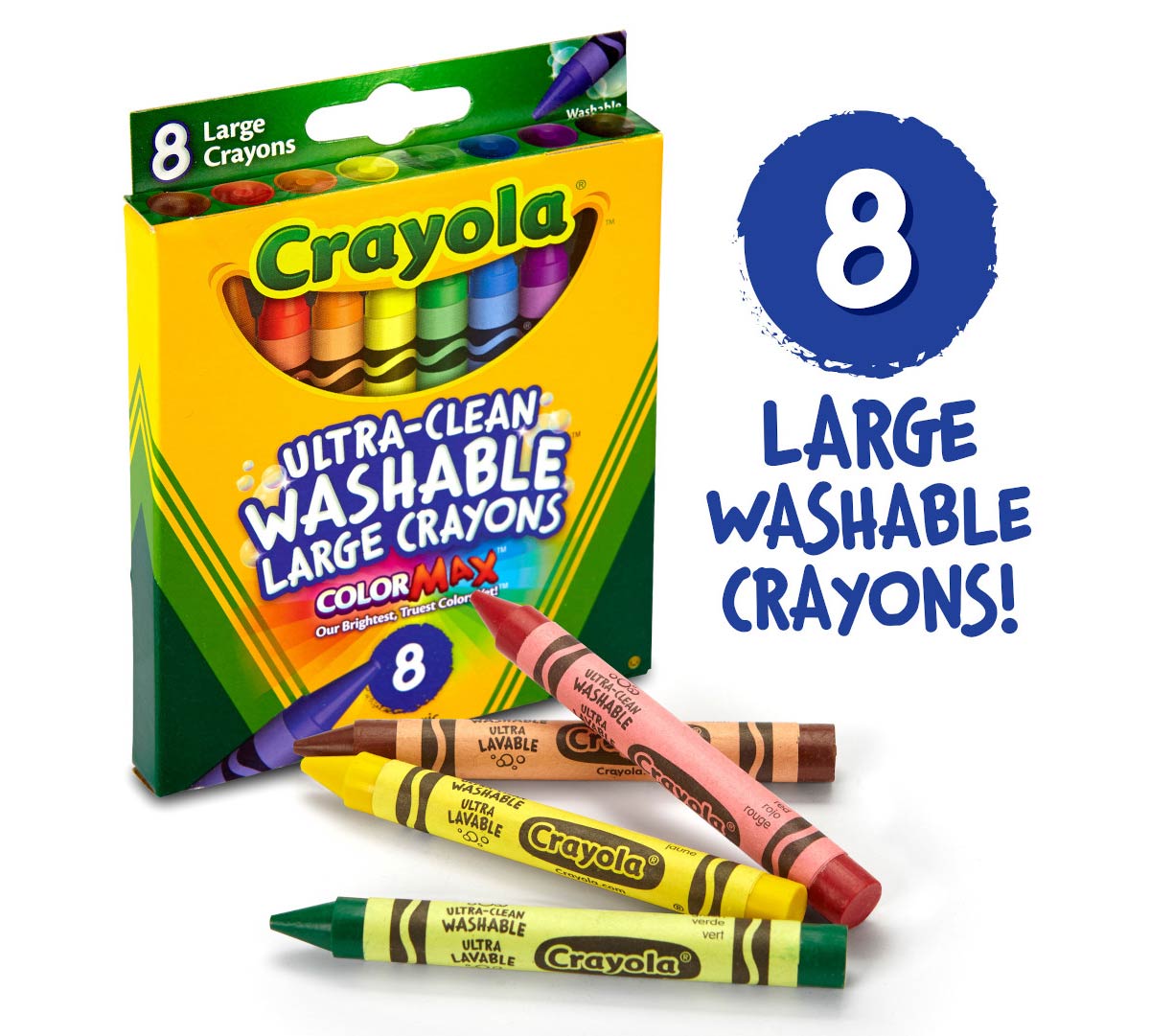 Large Ultra-Clean Washable Crayons 8 Count