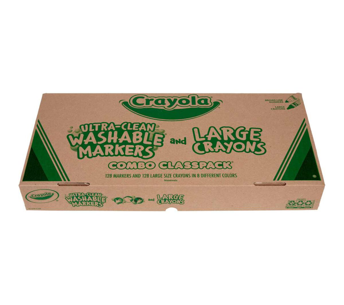 Large Crayons &amp; Ultra-Clean Washable Markers Classpack 128 Count 8 Colors