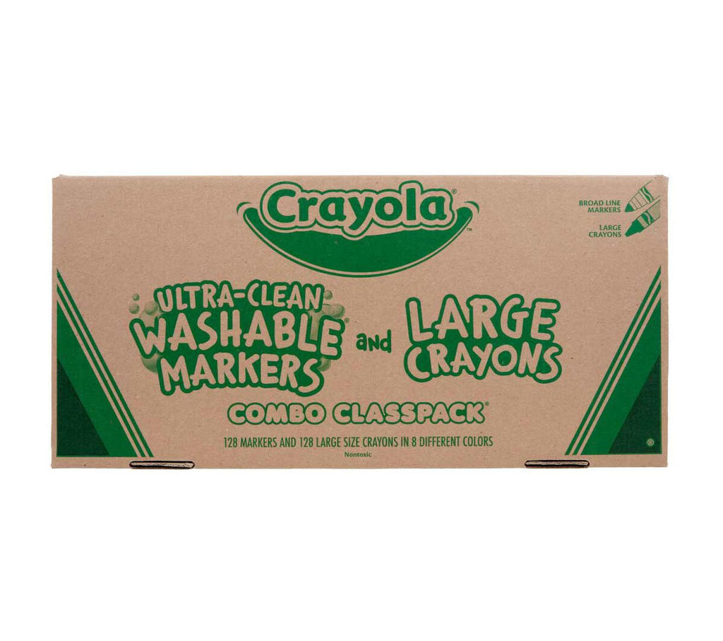 Large Crayons &amp; Ultra-Clean Washable Markers Classpack 128 Count 8 Colors