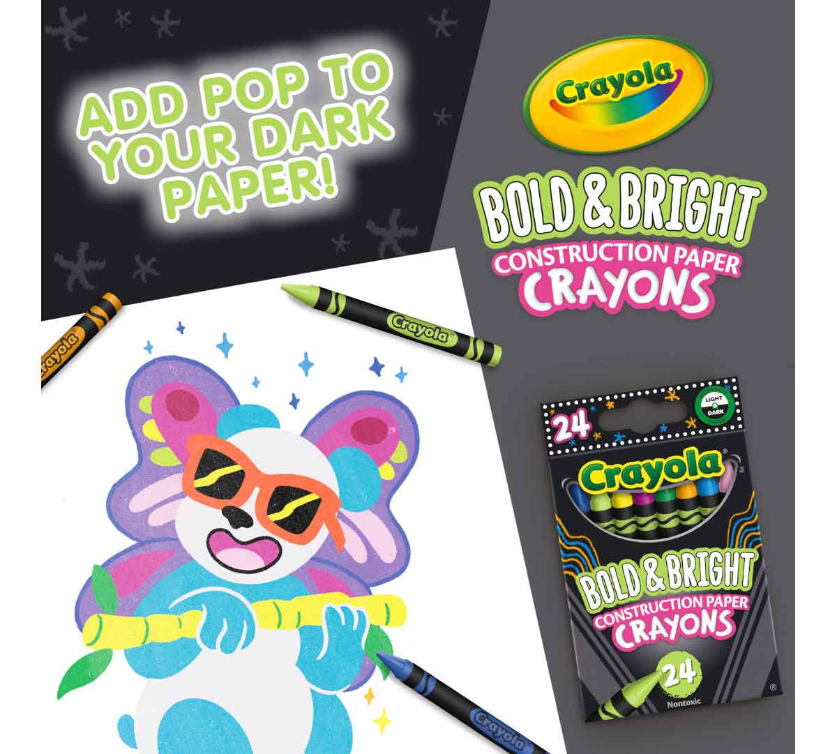 Bold &amp; Bright Construction Paper Crayons 24 Count