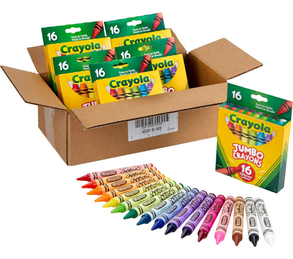 Bulk Jumbo Crayon Set 6 Boxes of 16 Count Jumbo Crayons