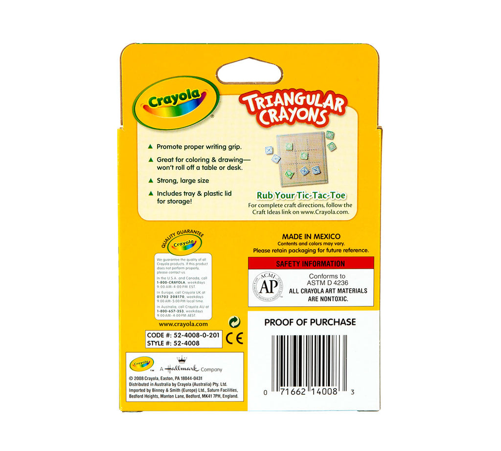 Anti-Roll Triangular Crayons 8 ct.