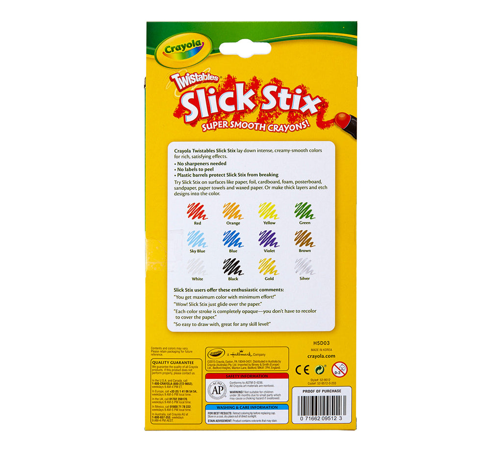 Twistables Slick Stix Super-Smooth Crayons 12 ct.