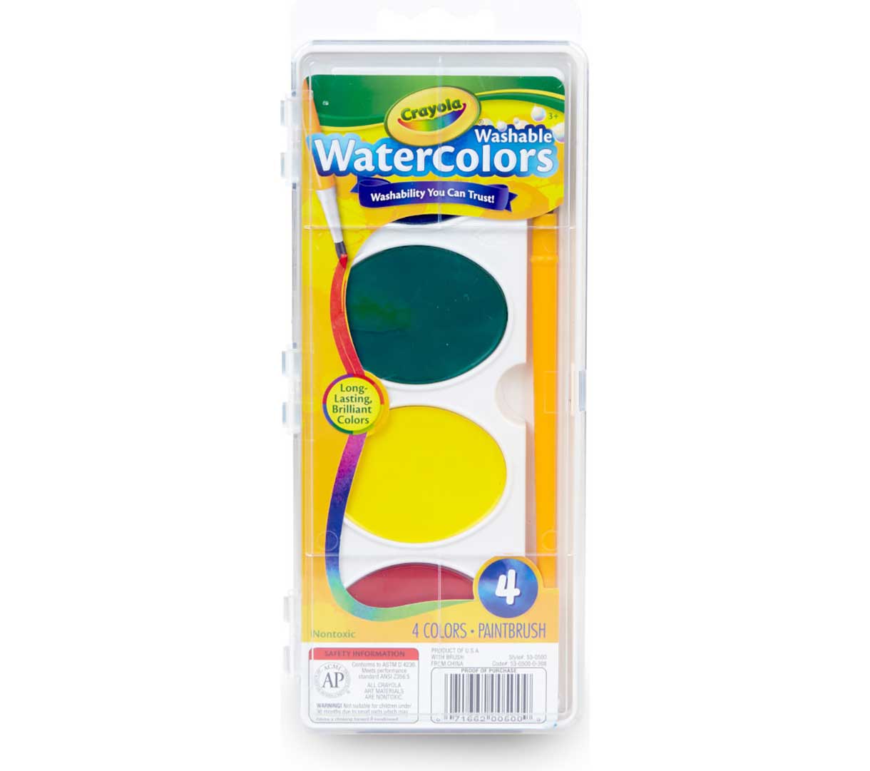 Jumbo Washable Watercolors &amp; Brush