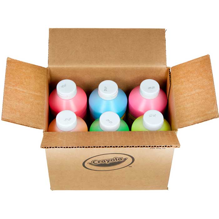 Fluorescent Tempera Paint 6 Count 16 Ounce Bottles