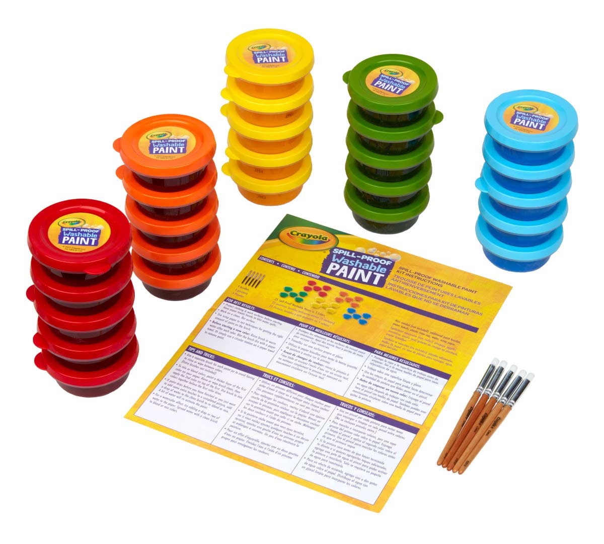 Spill Proof Washable Paints Bulk Set 25 Count