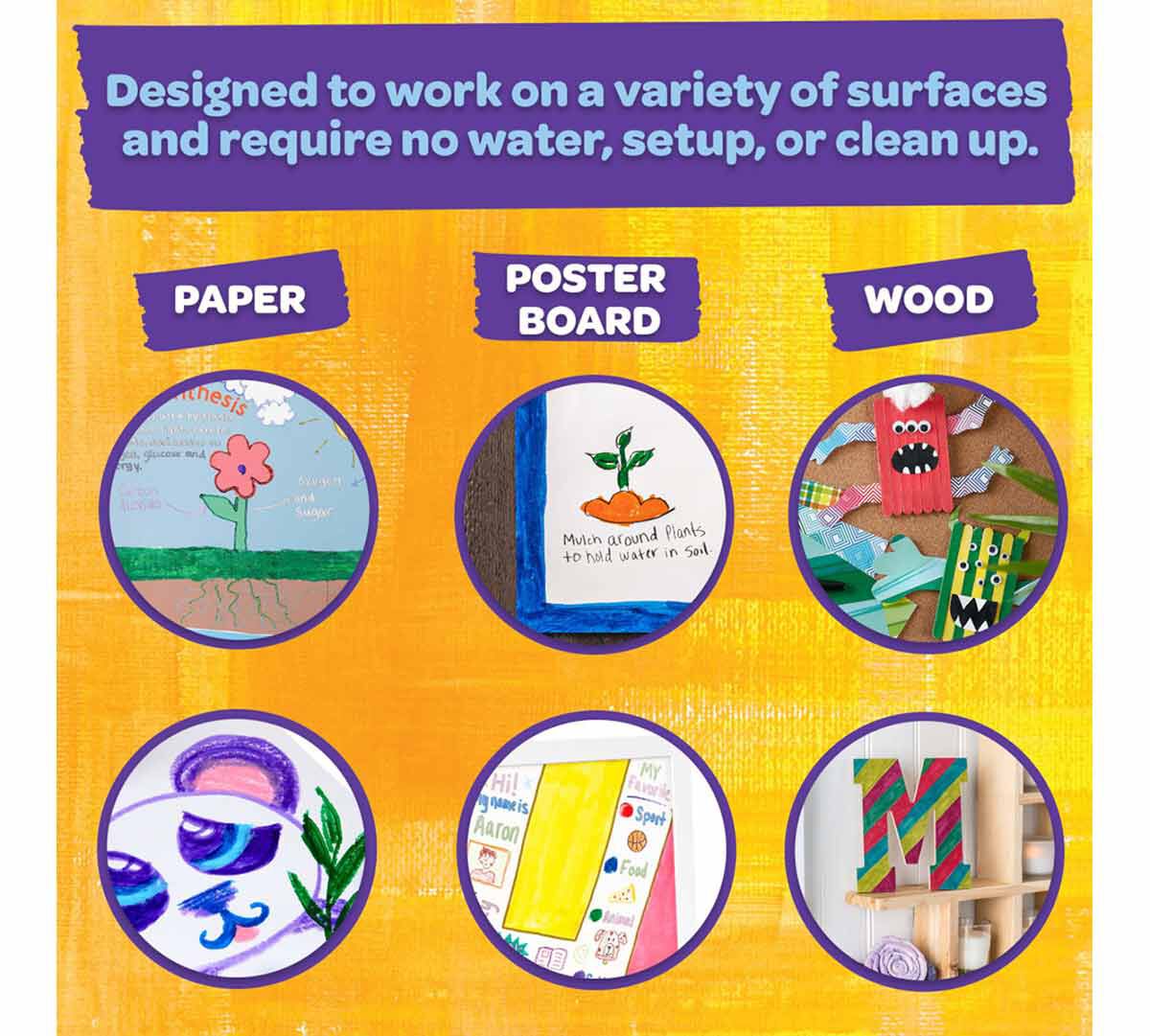 Washable Paint Sticks Kids Paint Set 6 Count