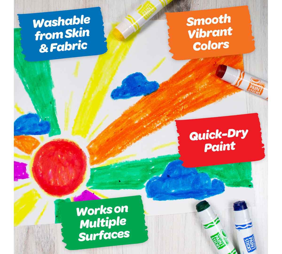 Washable Paint Sticks Kids Paint Set 6 Count