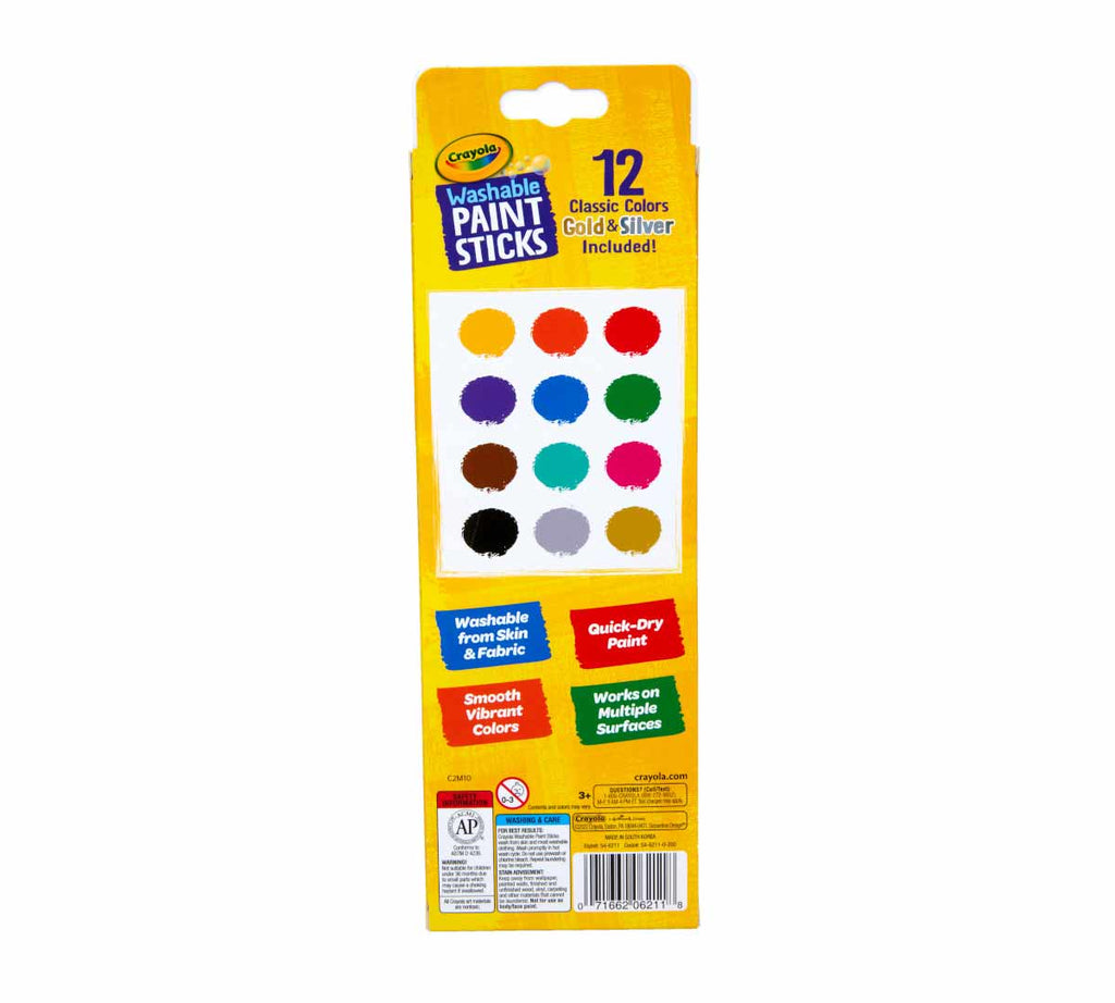 12 Count Quick Dry Washable Paint Sticks