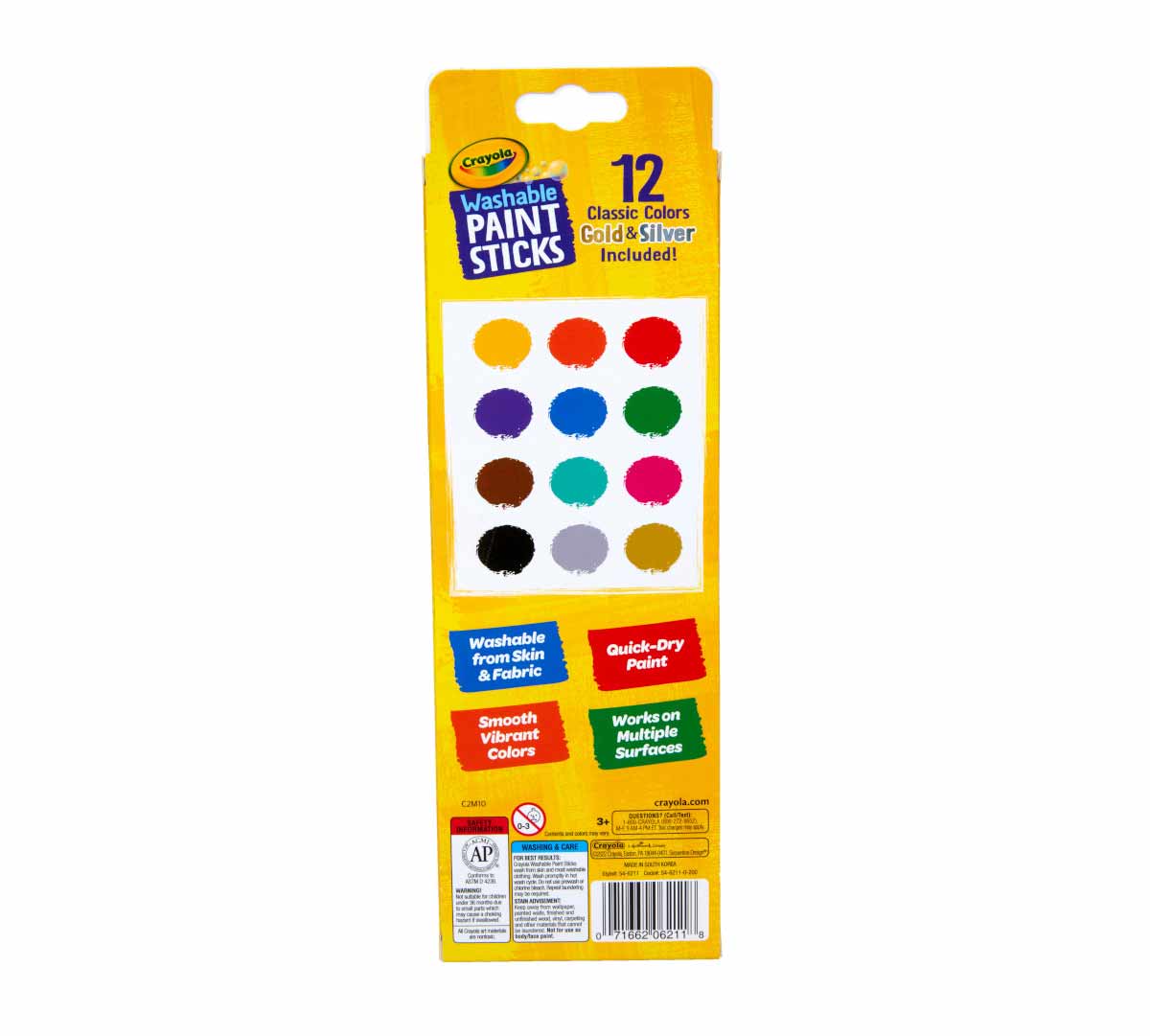 12 Count Quick Dry Washable Paint Sticks
