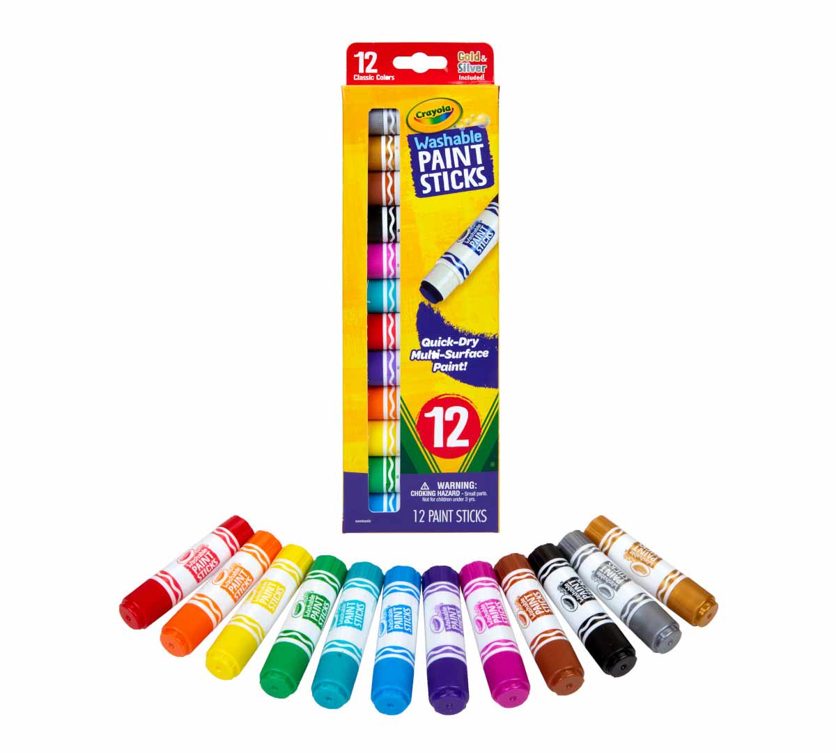 12 Count Quick Dry Washable Paint Sticks
