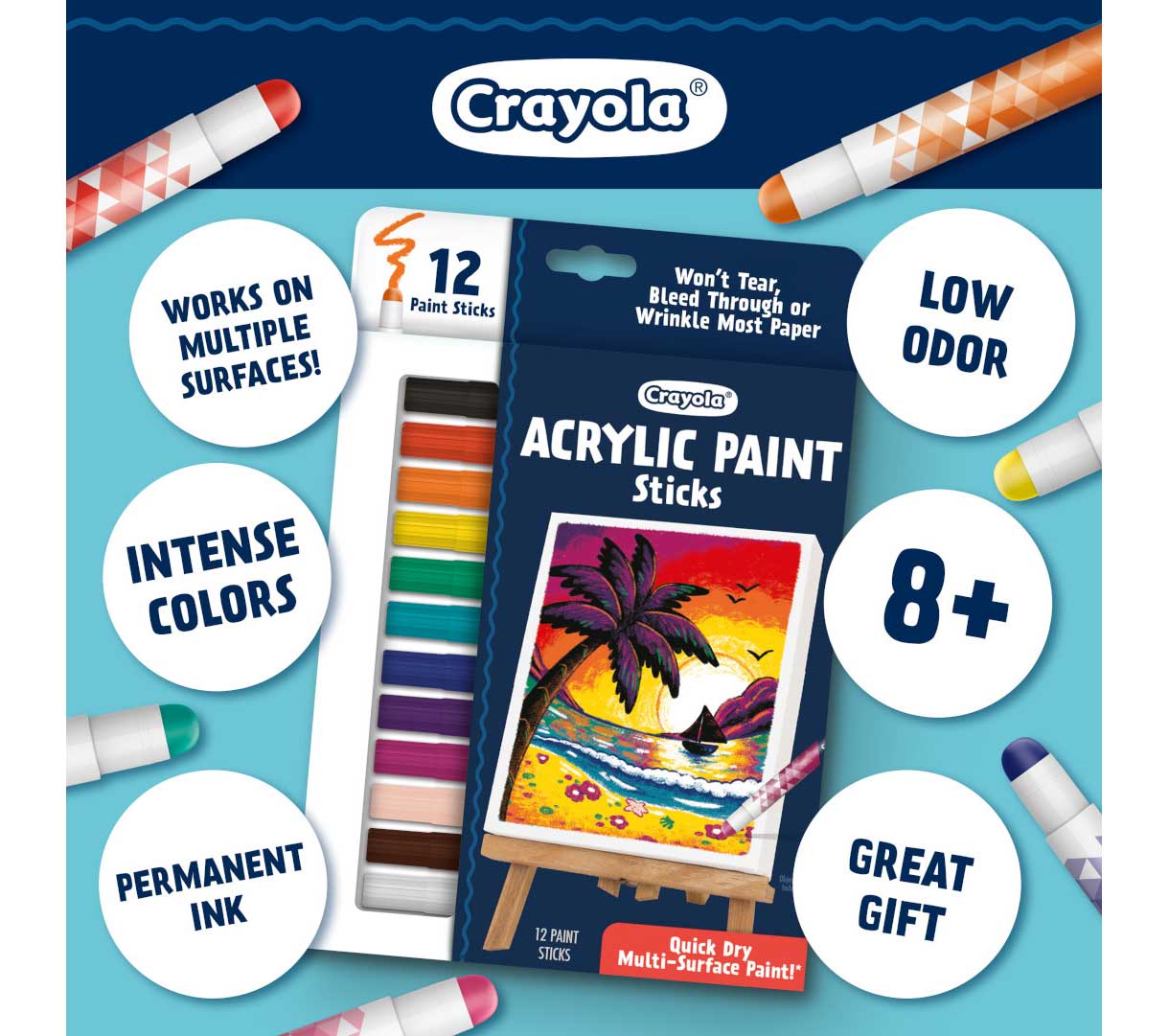 Acrylic Paint Sticks 12 Count