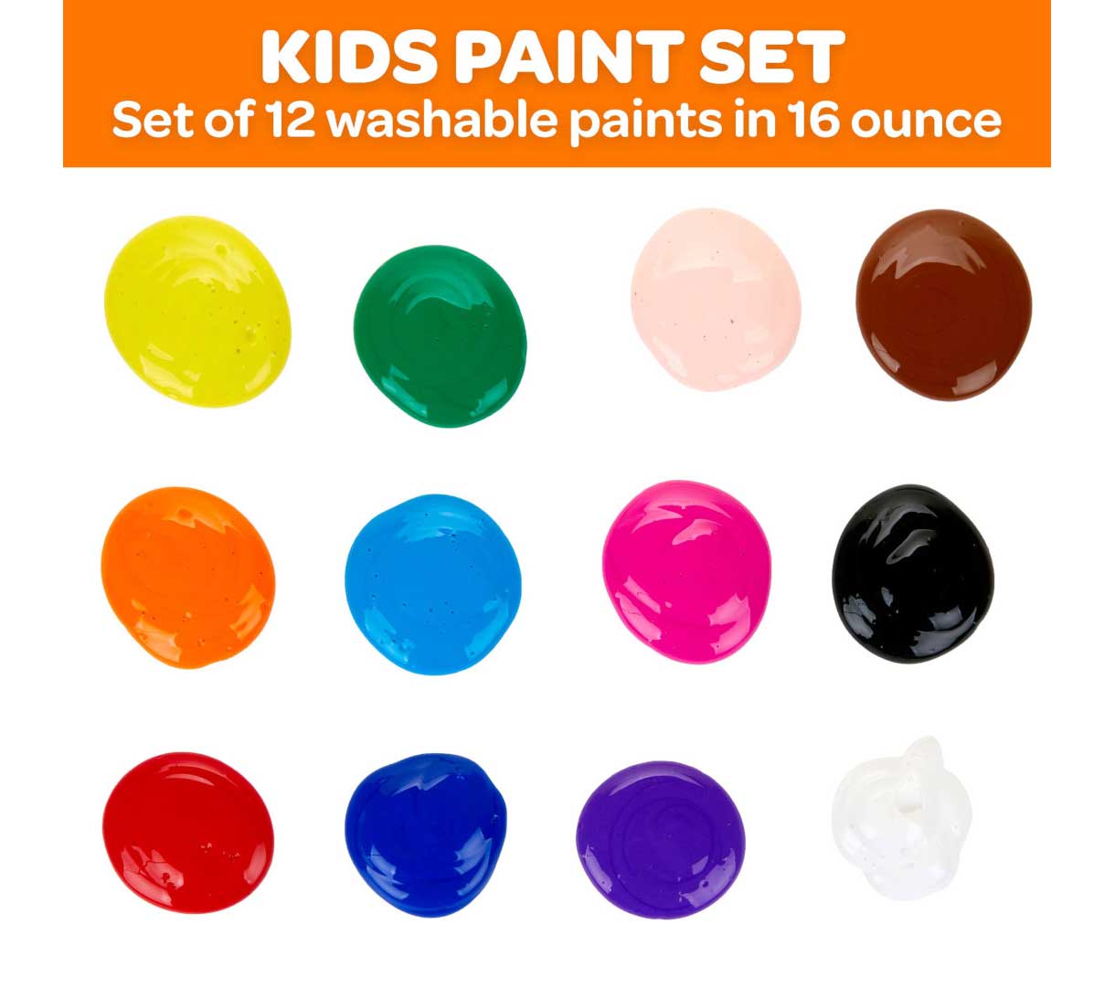 Washable Paint 12 Count 16 Ounce Bottles