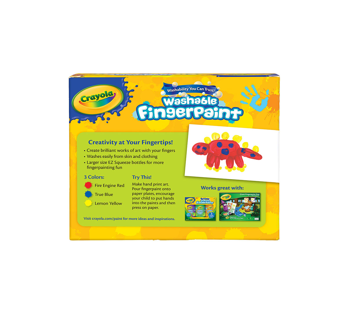 Washable Bold Fingerpaint Primary Colors 3 ct.