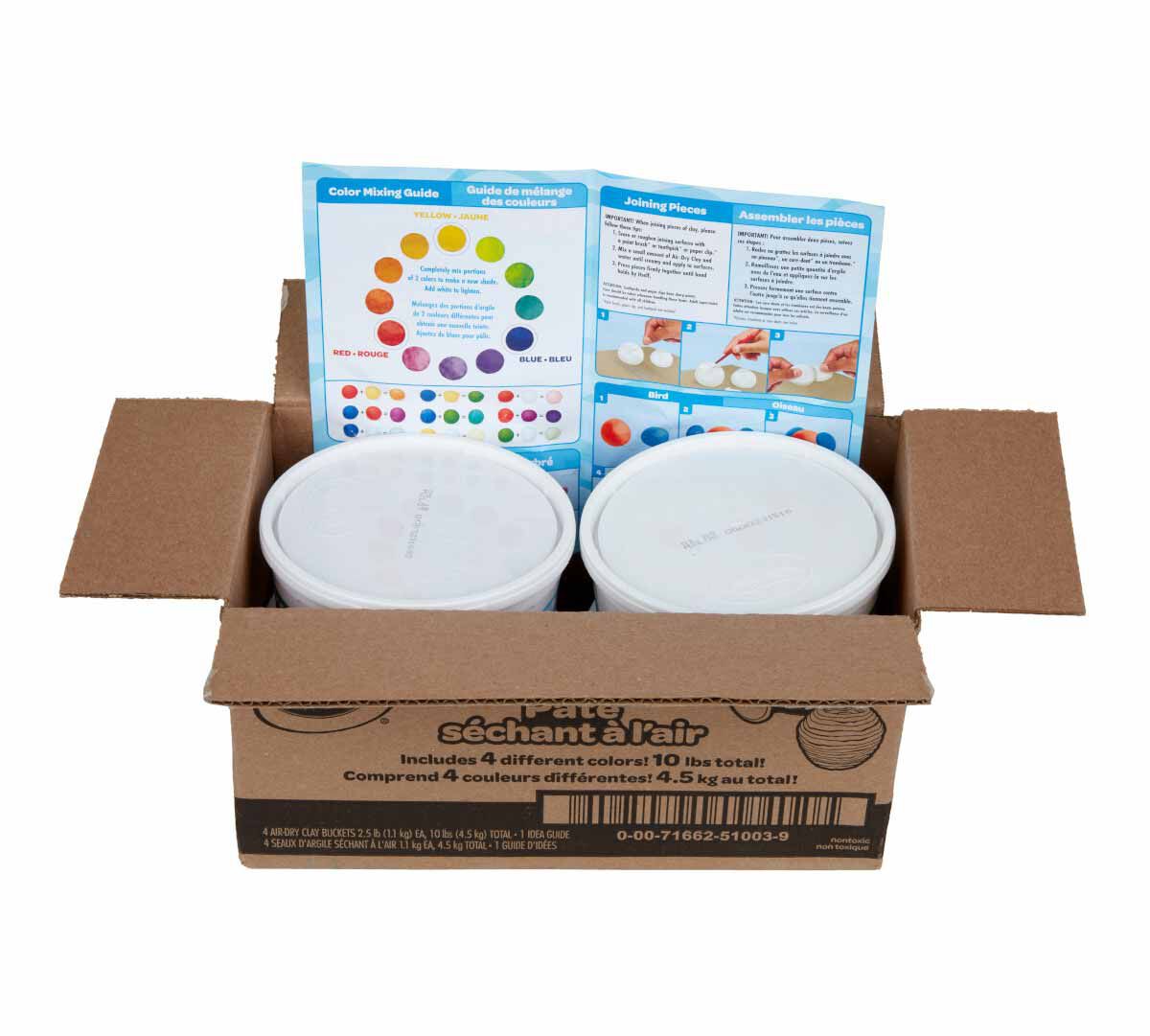 4-in-1 Air Dry Clay (4) 2.5 lb Resealable Buckets Classic Colors