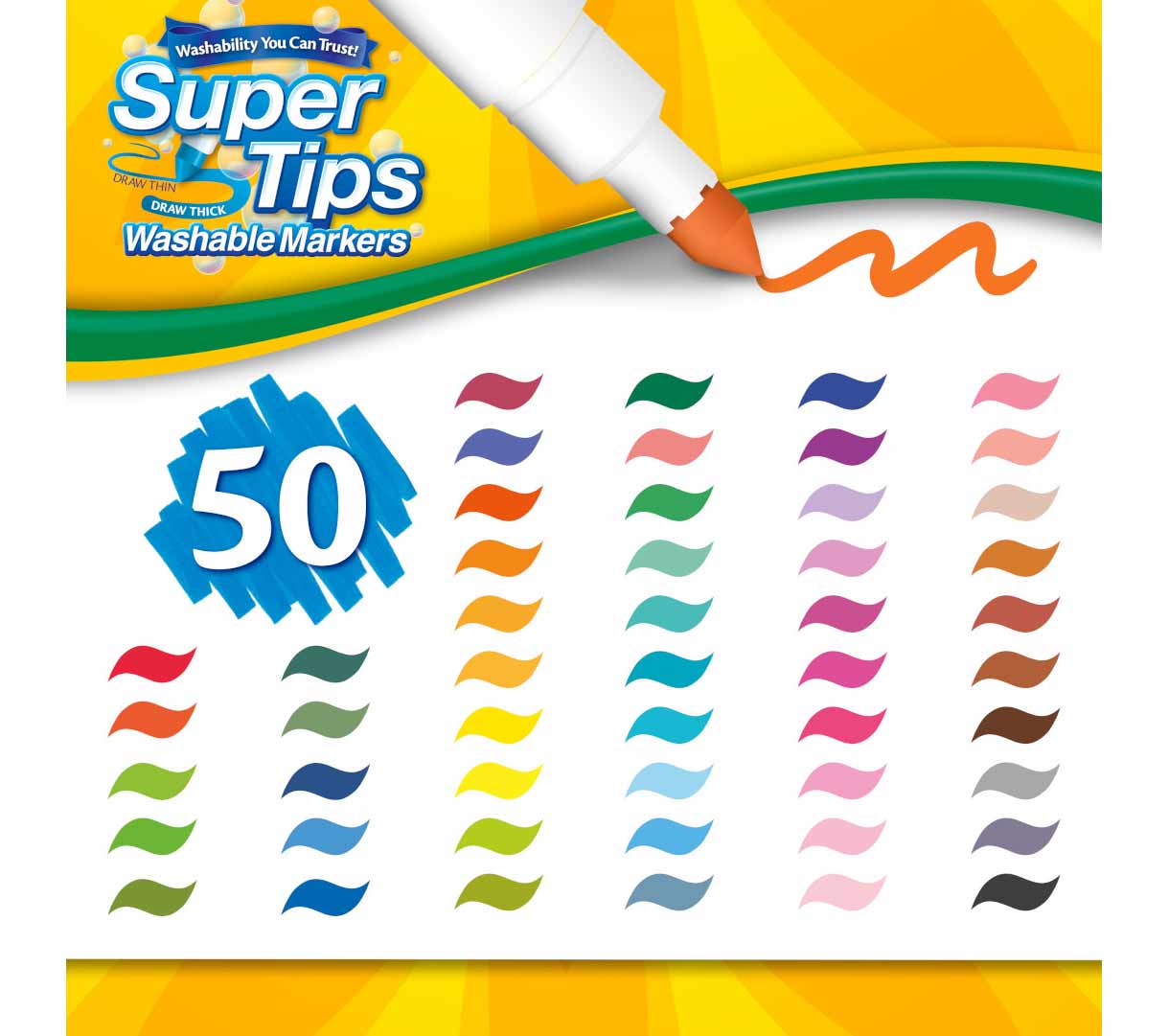 Washable Super Tips Markers 50 Count