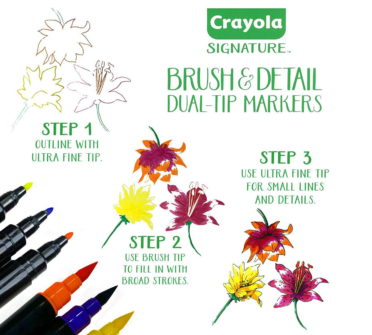 Signature Brush &amp; Detail Dual Ended Markers 16 Count