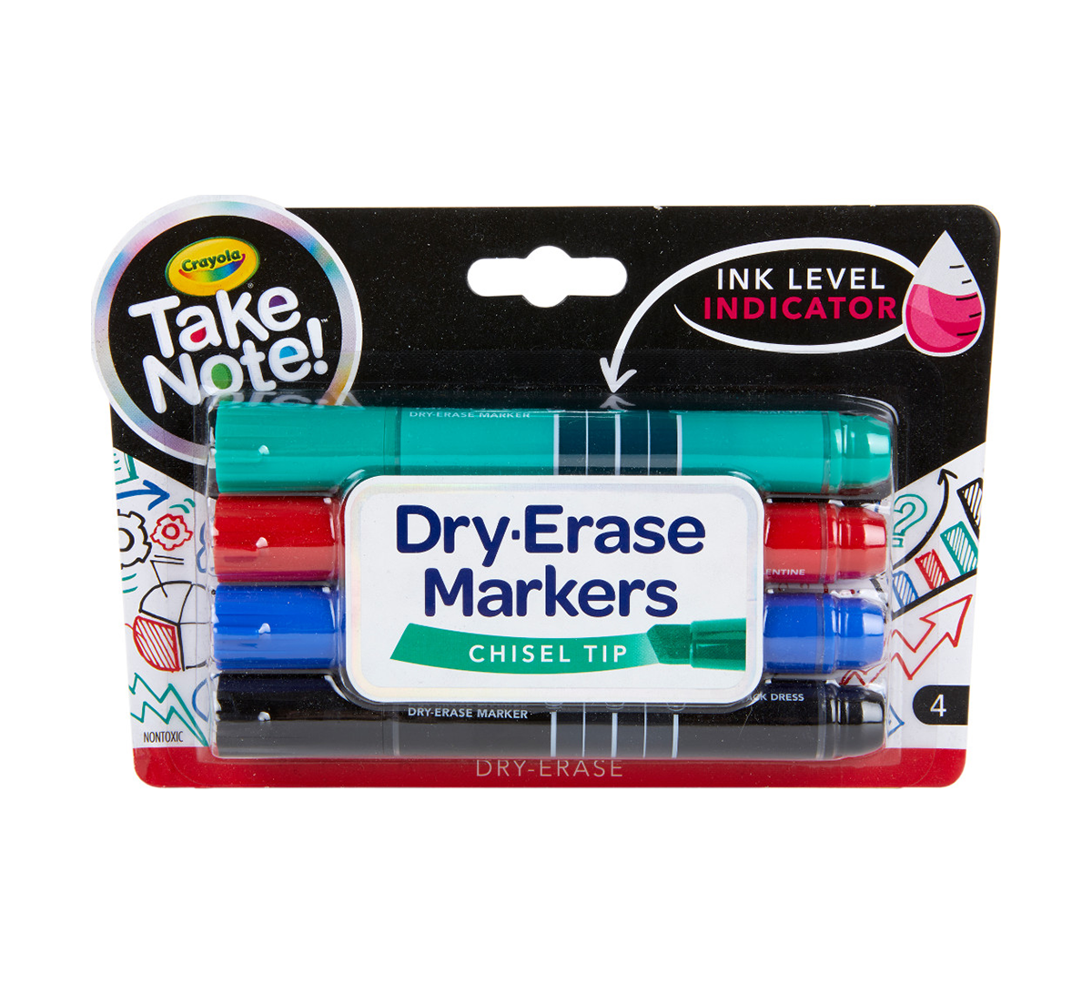 Take Note Dry Erase Markers Chisel Tip 4 Count
