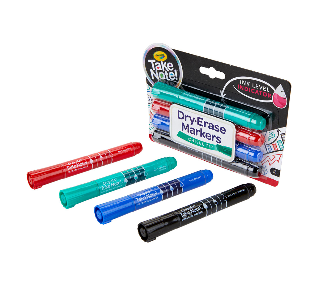 Take Note Dry Erase Markers Chisel Tip 4 Count