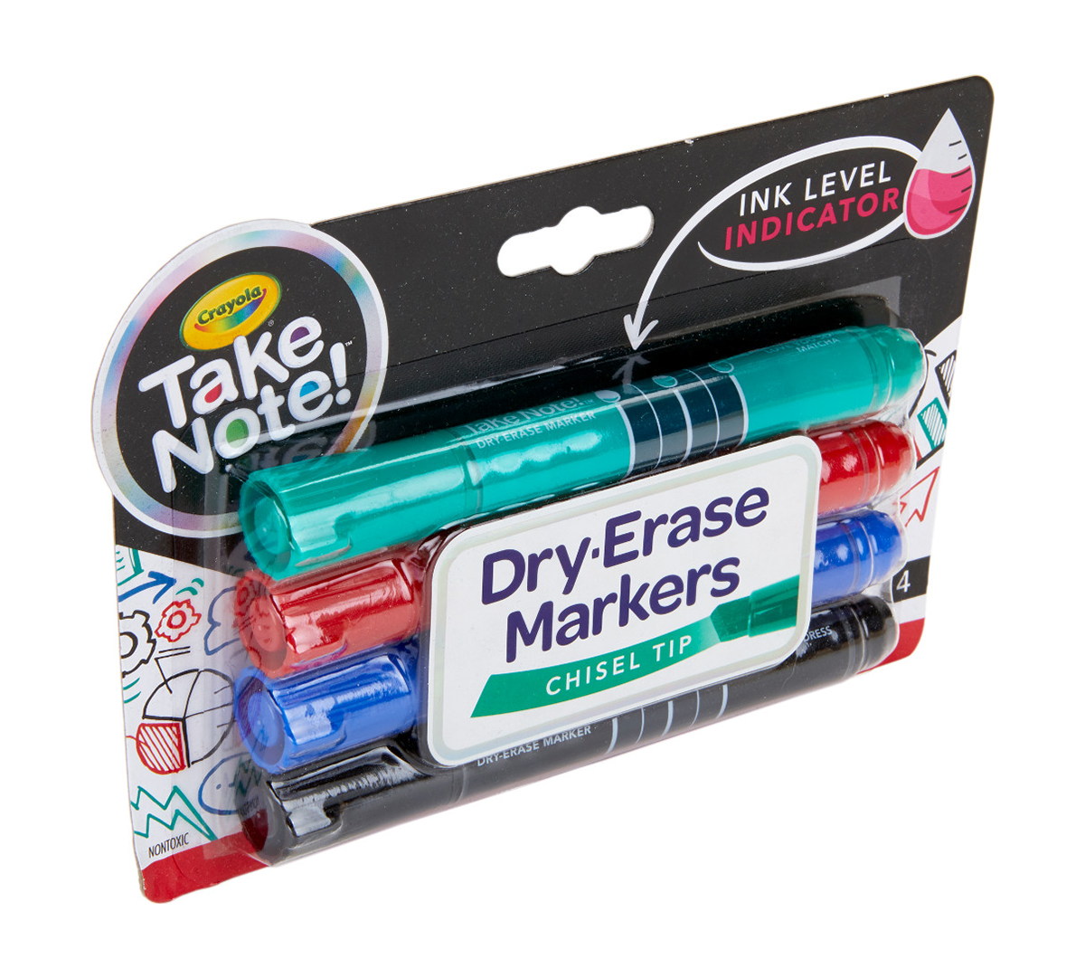 Take Note Dry Erase Markers Chisel Tip 4 Count
