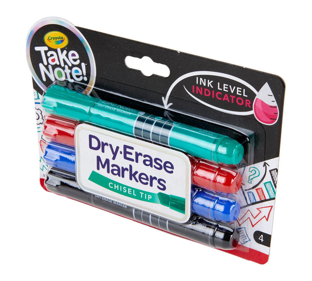 Take Note Dry Erase Markers Chisel Tip 4 Count