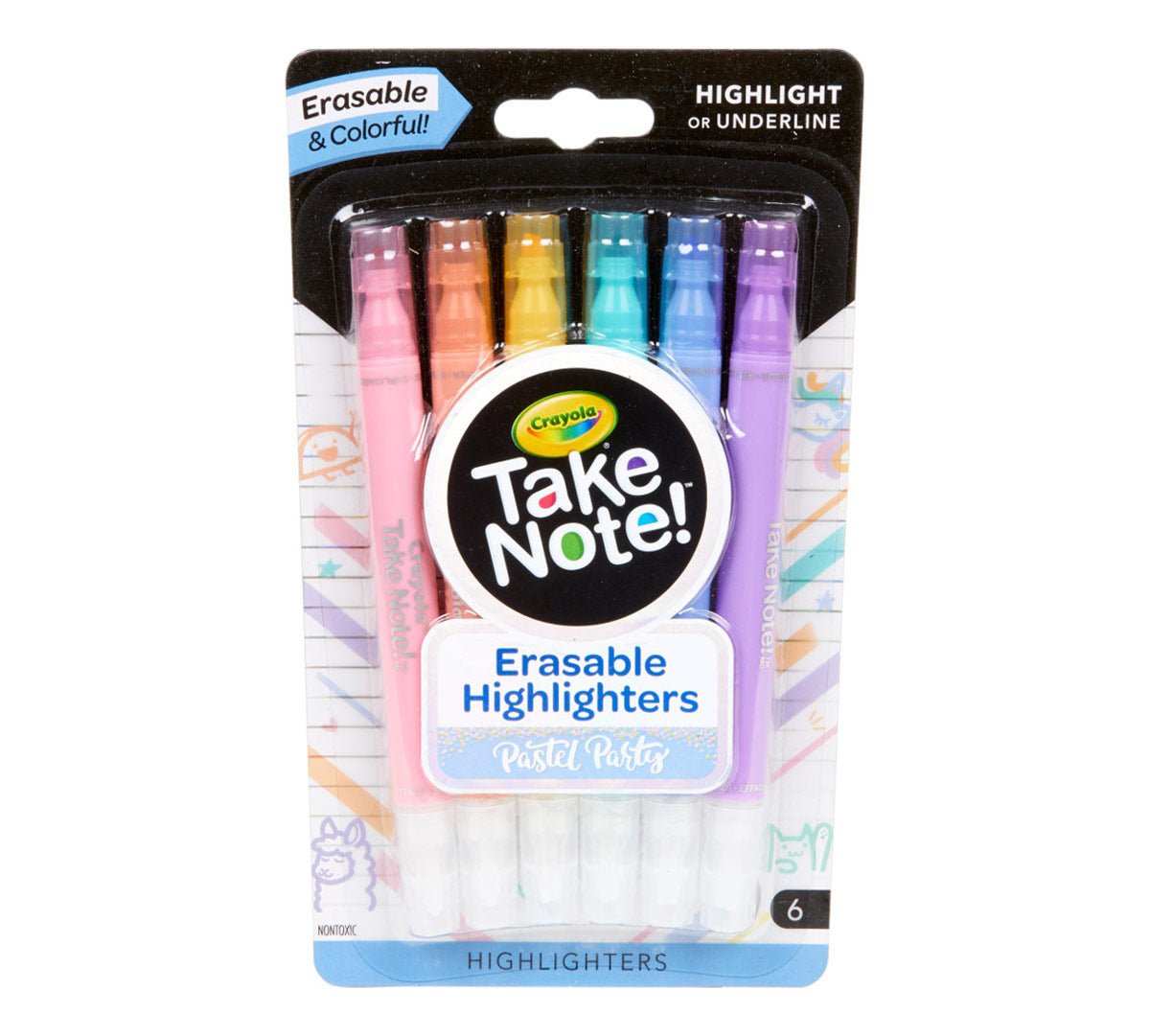 Take Note Erasable Highlighters Pastel 6 Count