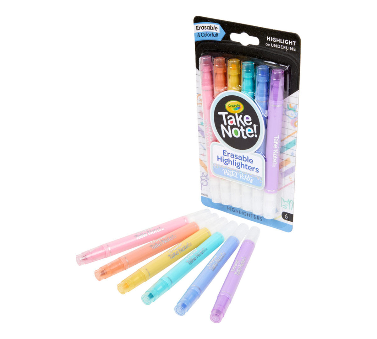 Take Note Erasable Highlighters Pastel 6 Count