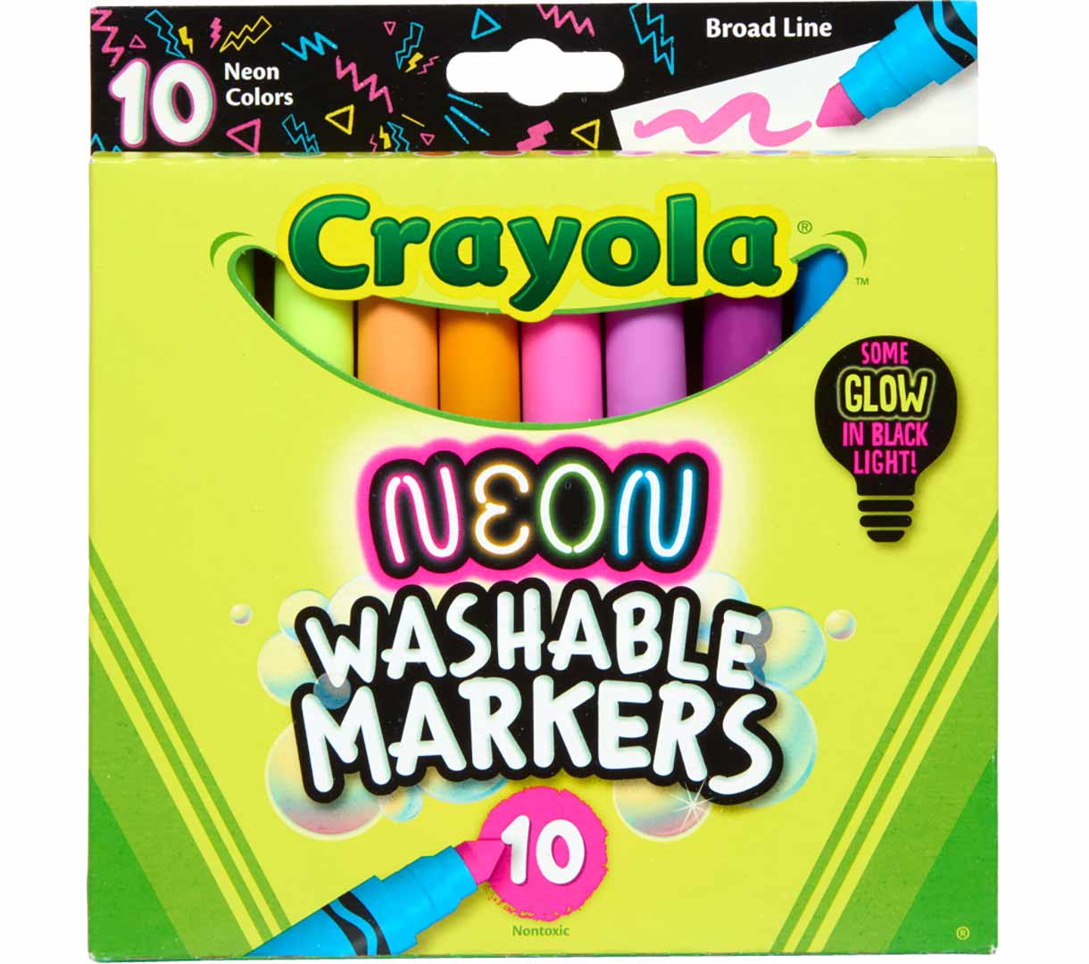 Neon Washable Markers Broad Line 10 Count