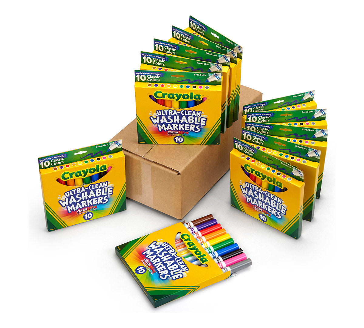 12 Box Classpack of 10 Count Ultra-Clean Washable Markers Broad Line