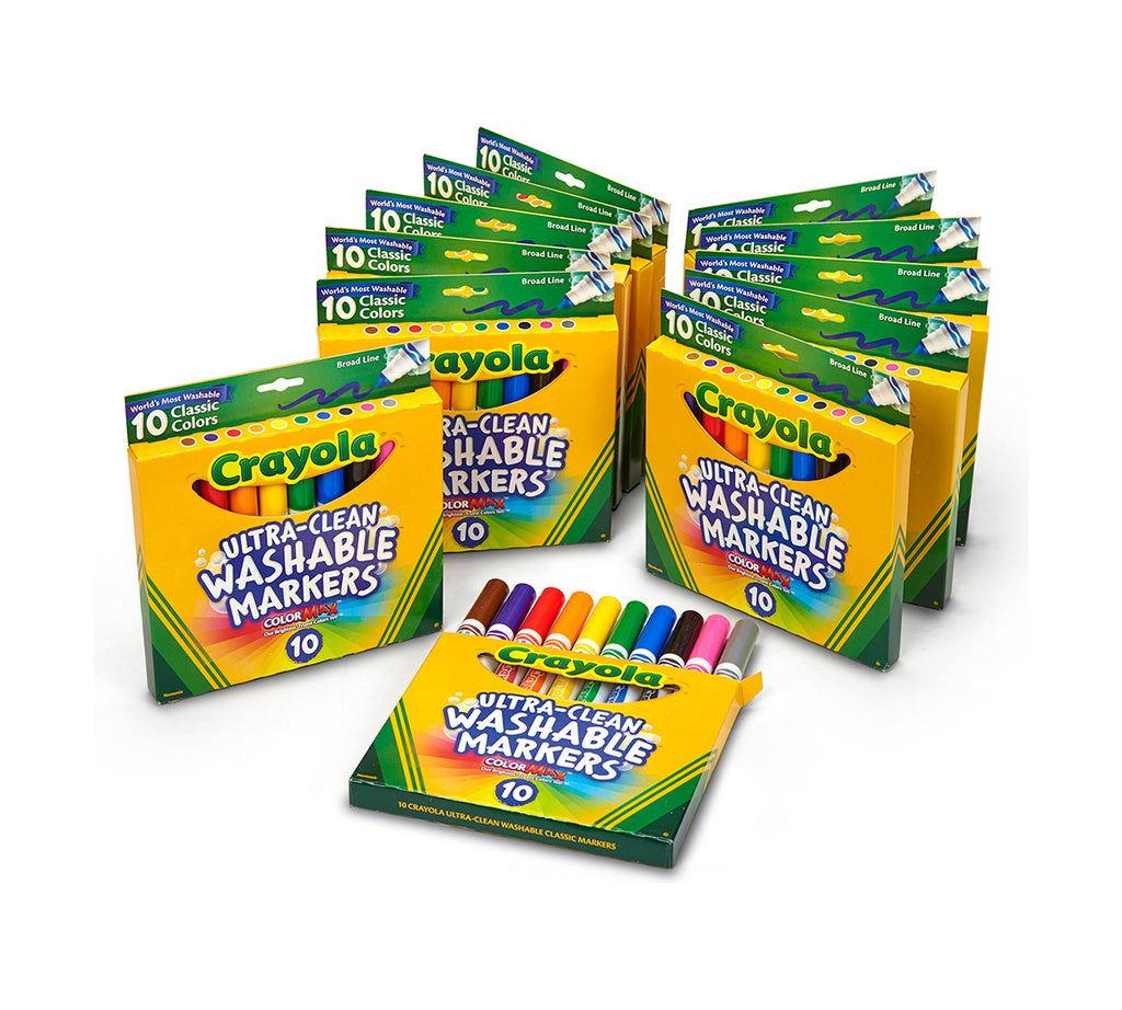 12 Box Classpack of 10 Count Ultra-Clean Washable Markers Broad Line