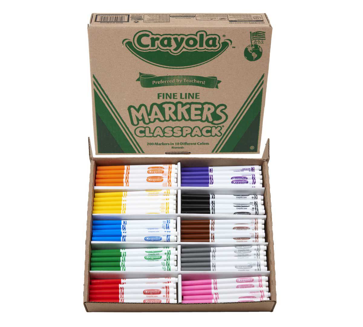 Crayola Fine Line Markers Classpack 200 Count 10 Colors