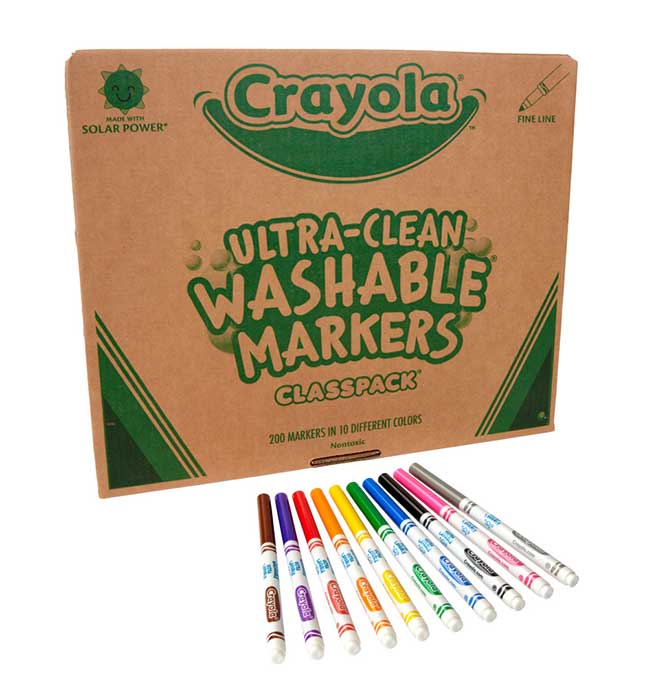 Ultra-Clean Washable Fine Line Markers Classpack 200 Count 10 Colors