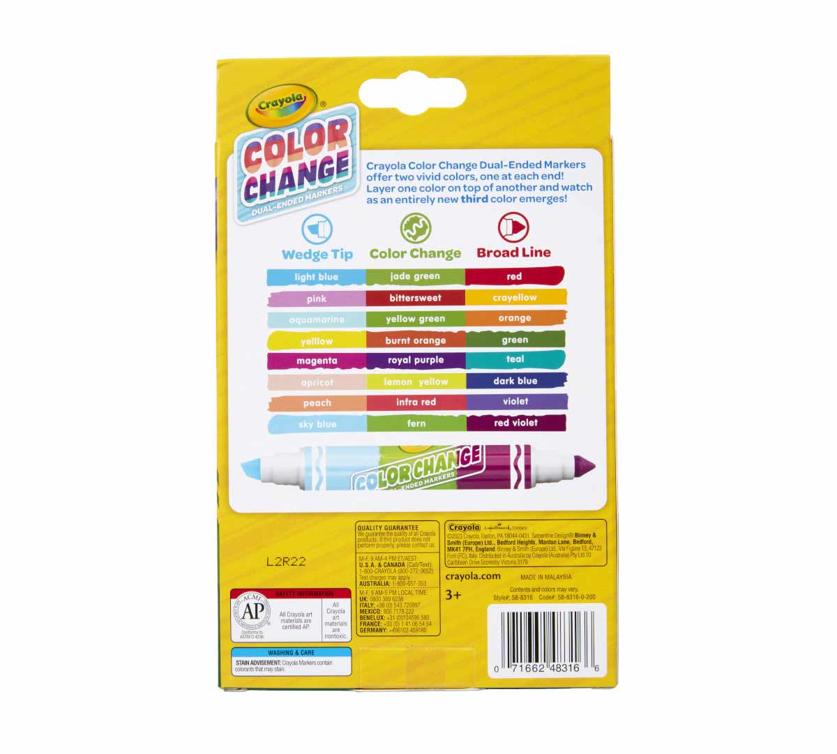 Dual-Ended Color Changing Markers 8 count