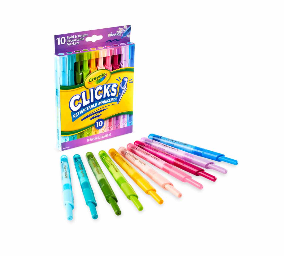 Clicks Retractable Markers Bold &amp; Bright 10 Count