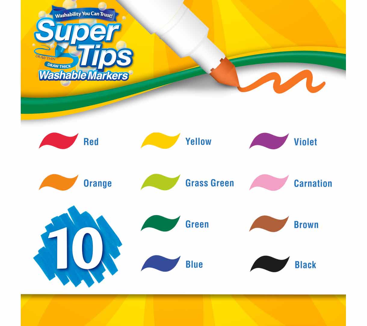 Washable Super Tips Markers 10 Count