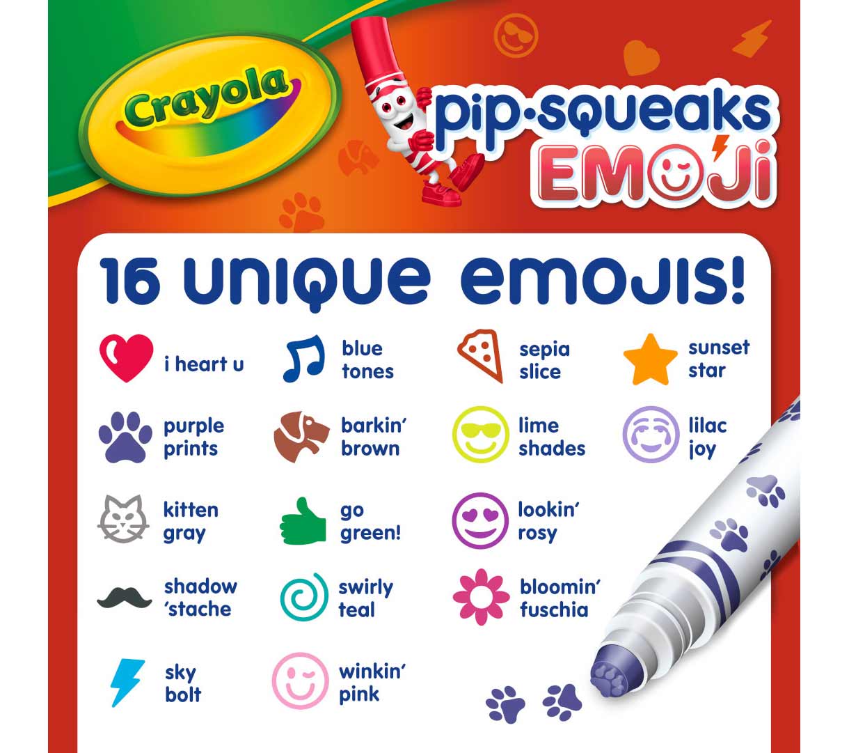 Pip-Squeaks Emoji Stamp Markers 16 Count