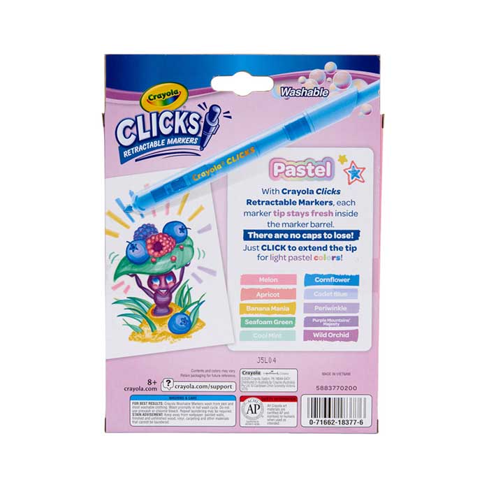 Clicks Retractable Markers Pastel 10 Count