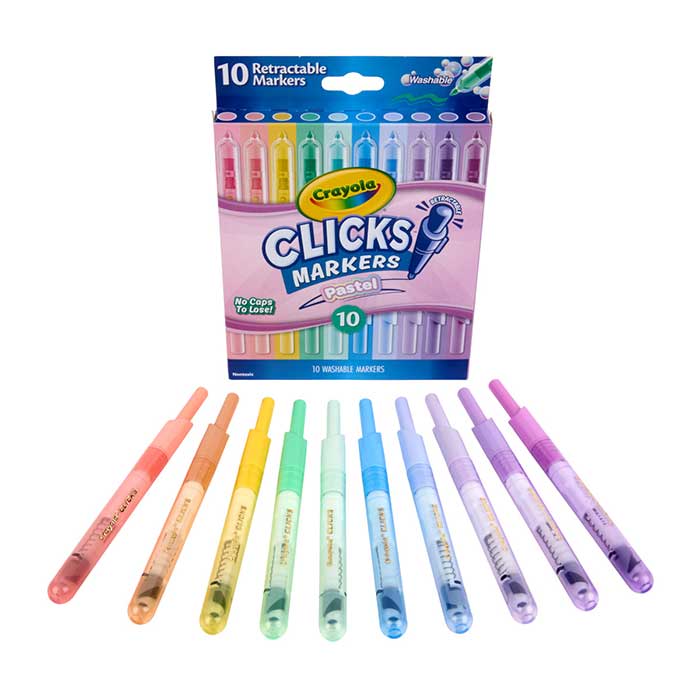 Clicks Retractable Markers Pastel 10 Count