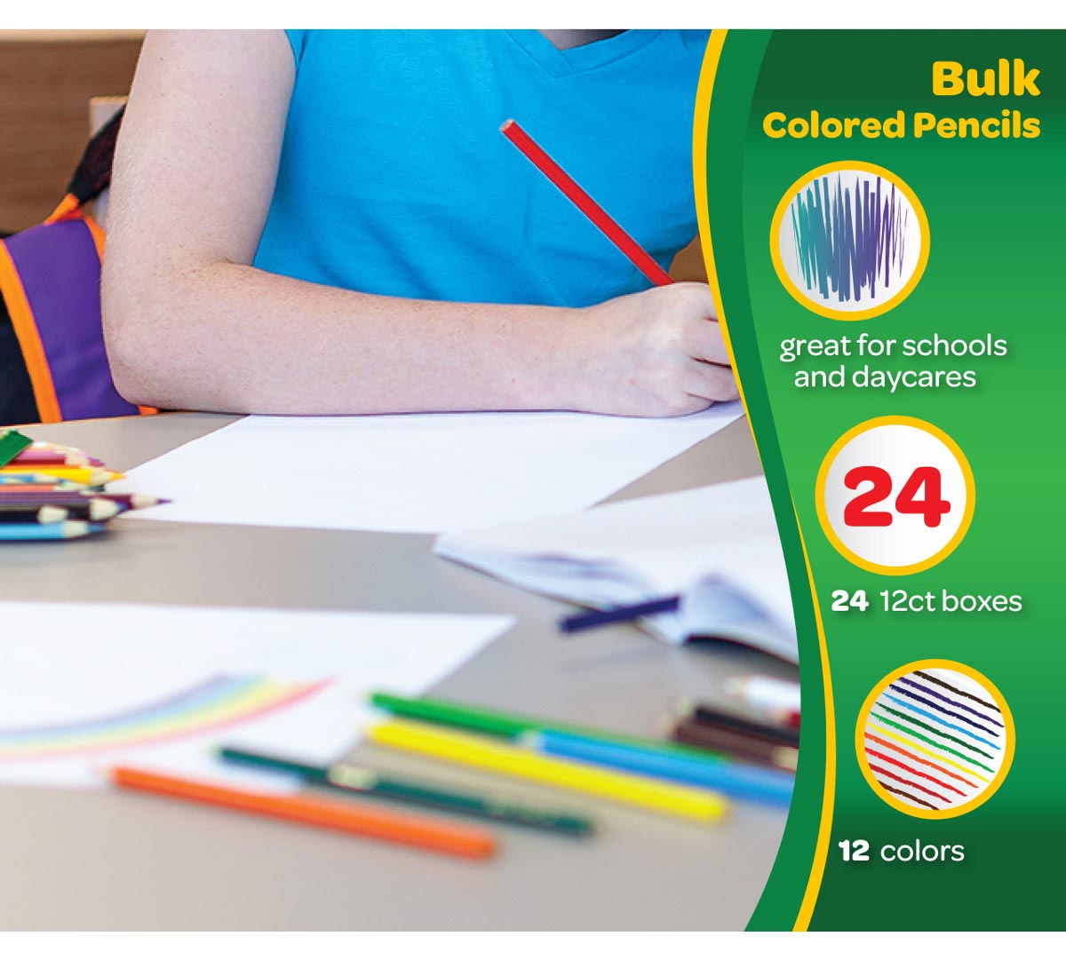 24 Box Classpack of 12 Count Long Colored Pencils