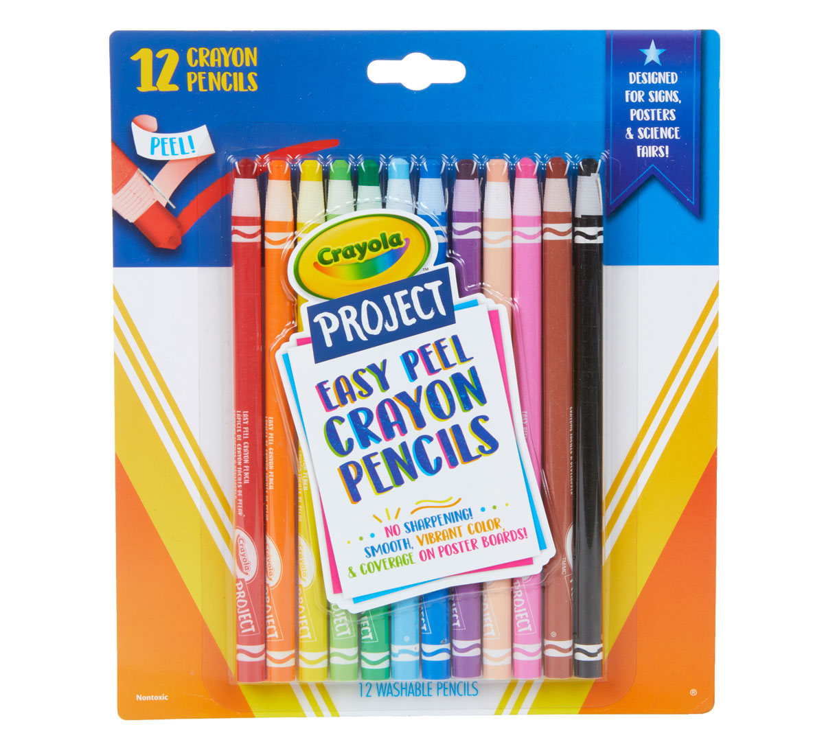 Easy Peel Crayon Pencils 12 Count